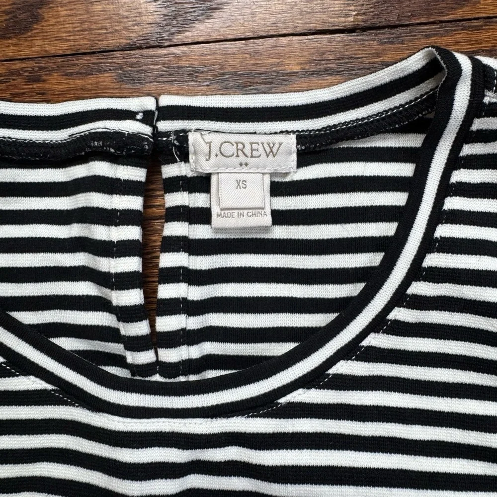 J.Crew Striped Sleeveless Peplum Top Black White Size XS